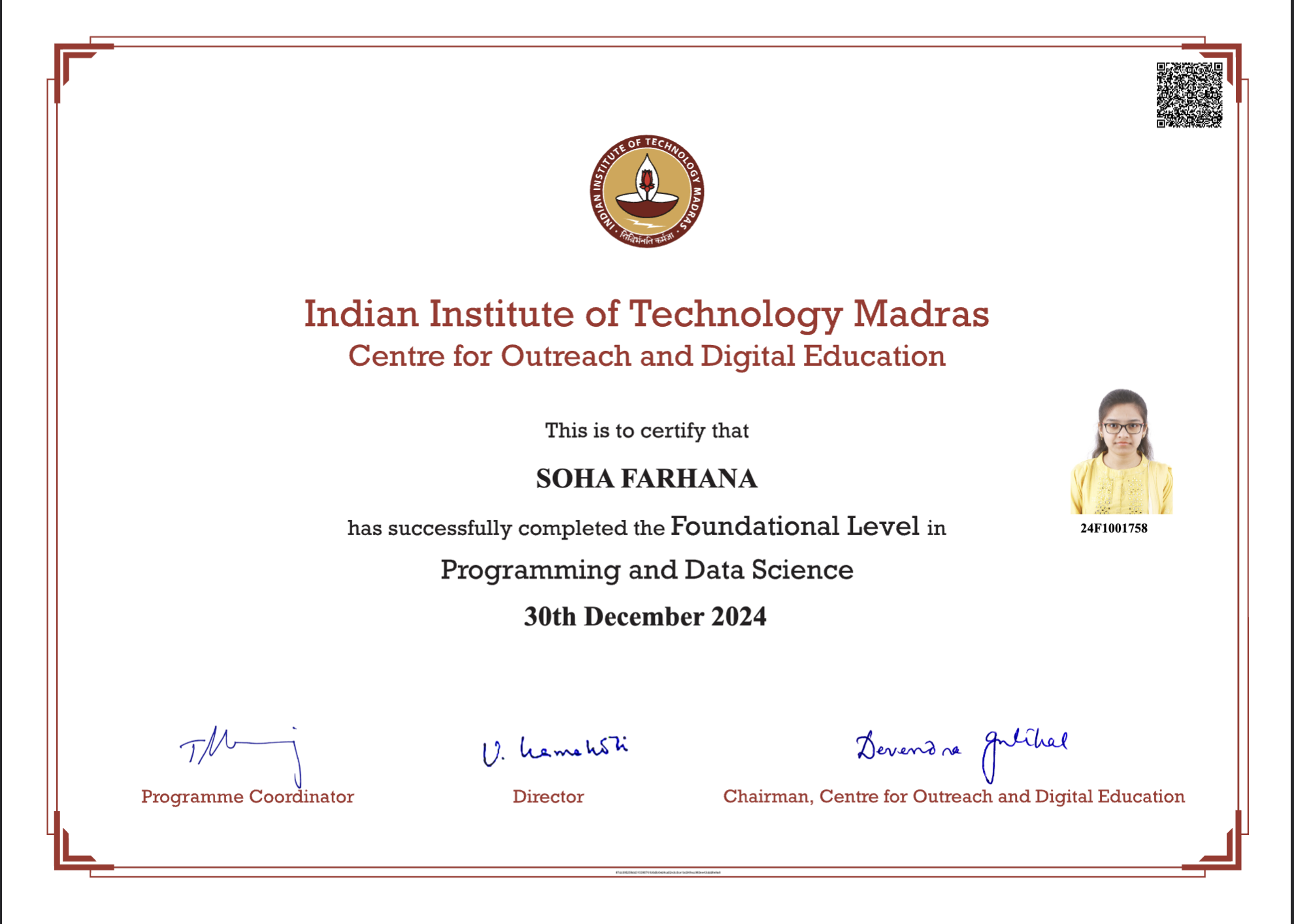 Foundation Certificate