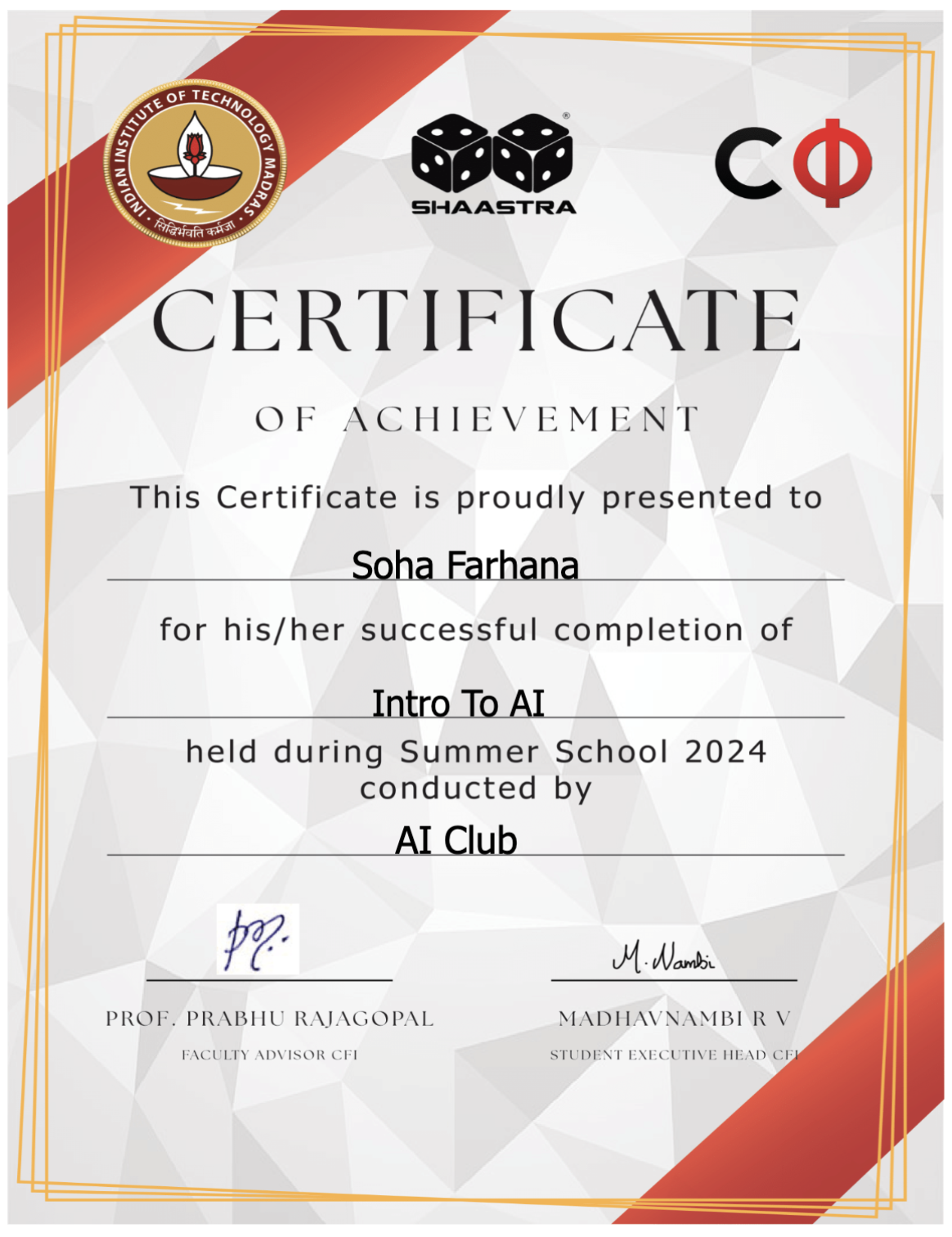 Introduction to AI Certificate