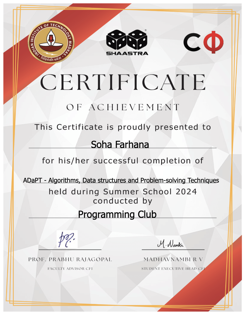 ADAPT Certificate
